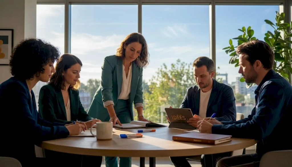 Une équipe qui privilégie une collaboration responsable lors de ses réunions de travail.