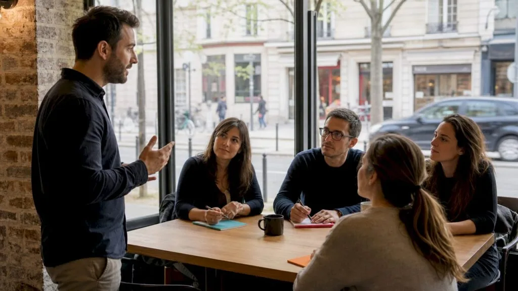 Un professionnel expérimenté qui anime et coordonne une réunion d’équipe