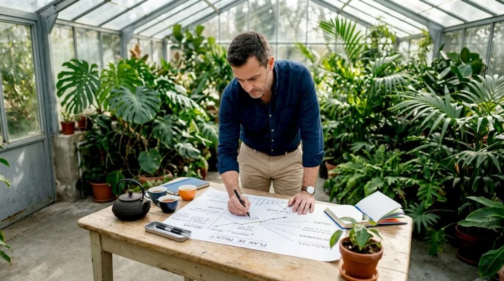Un manager en train de préparer son planning sur son bureau