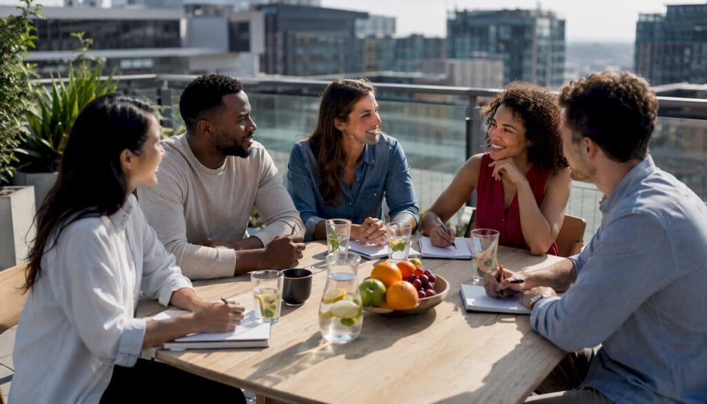 Moment de cohésion d’équipe lors d’un atelier de motivation en entreprise