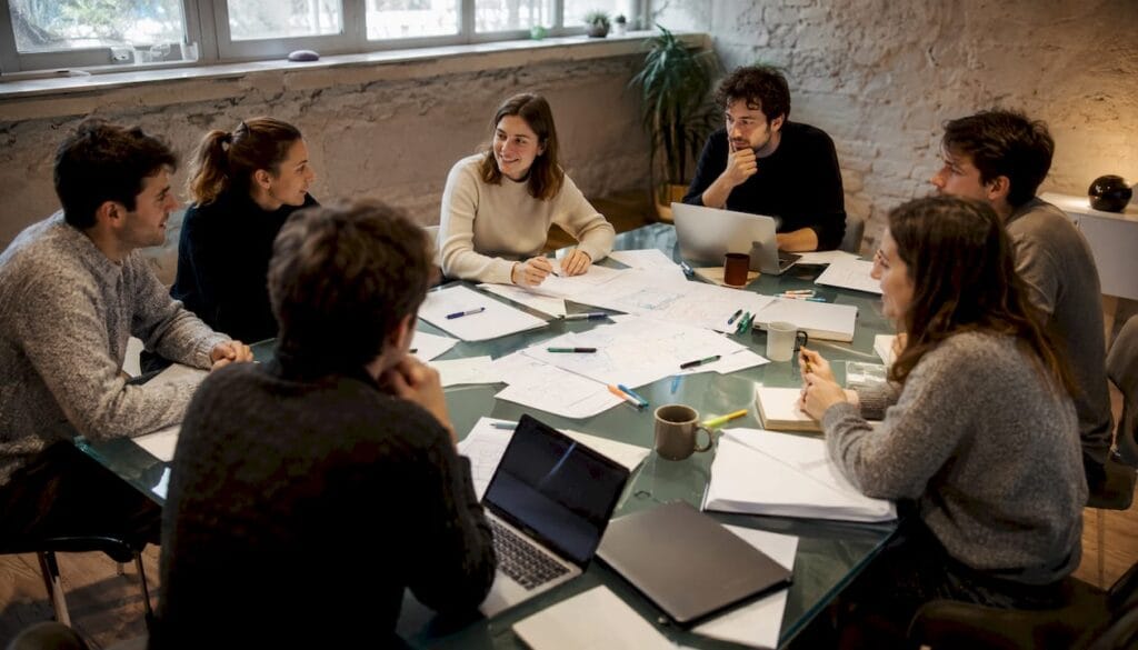 Equipe dynamique réunie pour un événement collaboratif