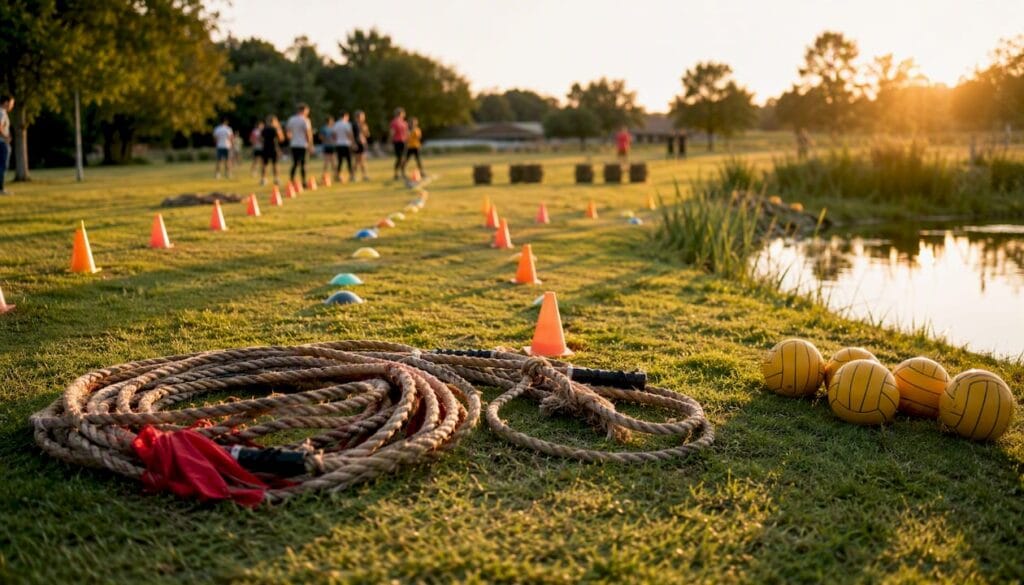 Organisation d’une activité de cohésion d’équipe en plein air avec du matériel sportif
