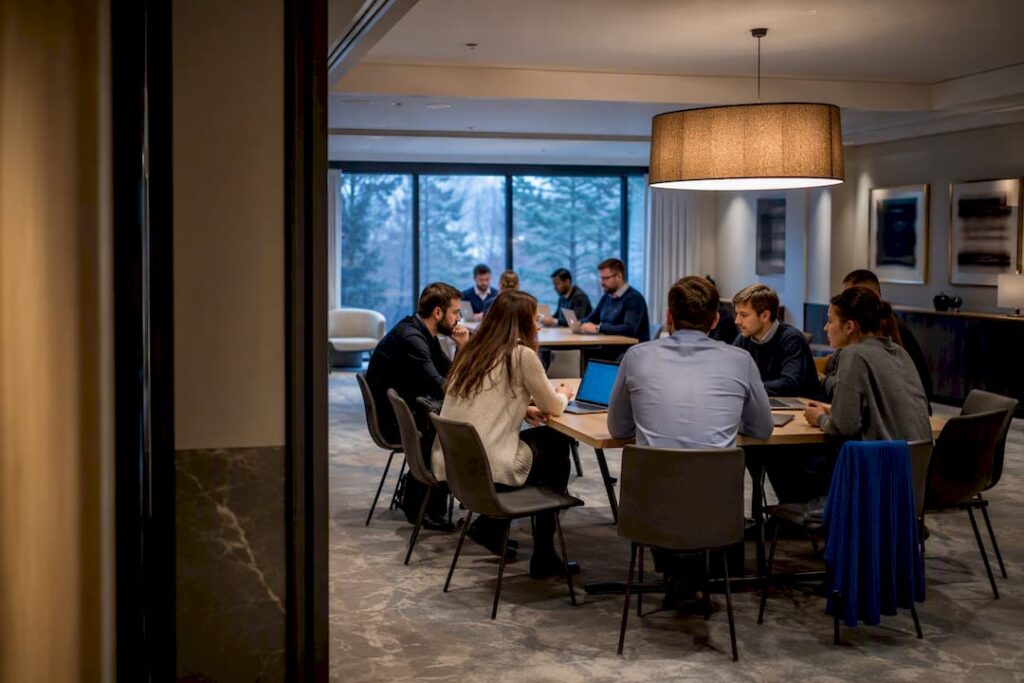 Participants rassemblés dans une salle de séminaire